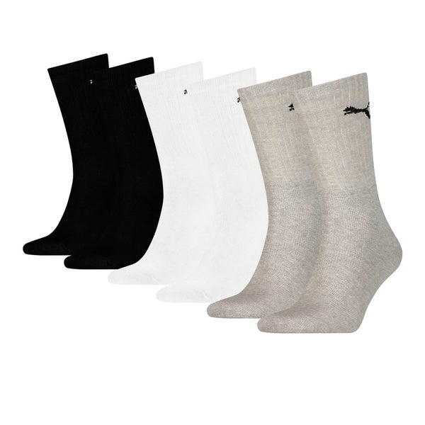 Puma Men's 6 Pack Crew Socks - Black/White/Grey