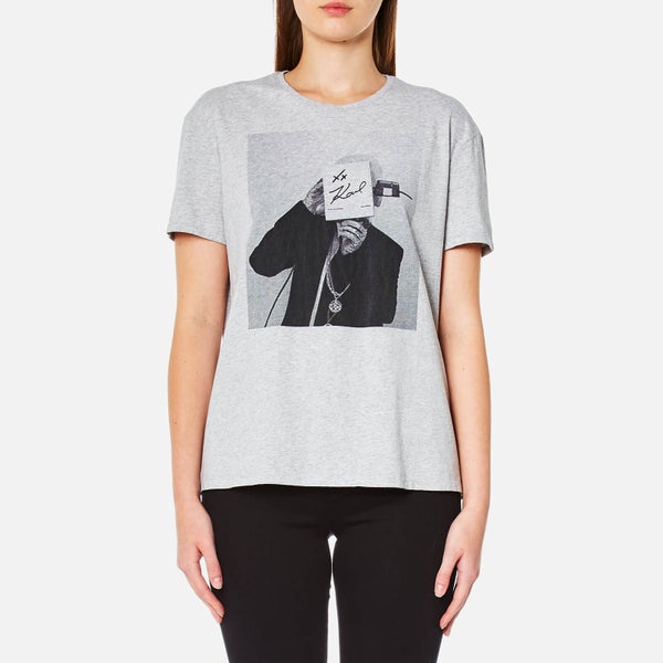 Karl Lagerfeld Women's Karl Polaroid Signature T-Shirt - Grey Melange