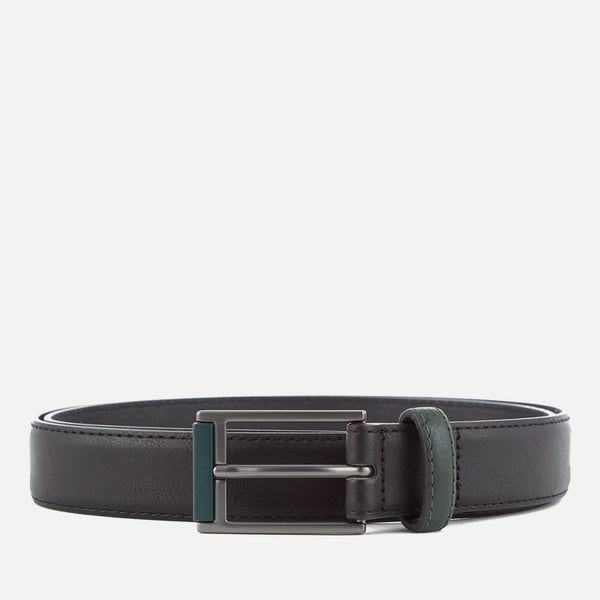 Ben Sherman Men's Bonded Leather Tipped Belt - Black/Green
