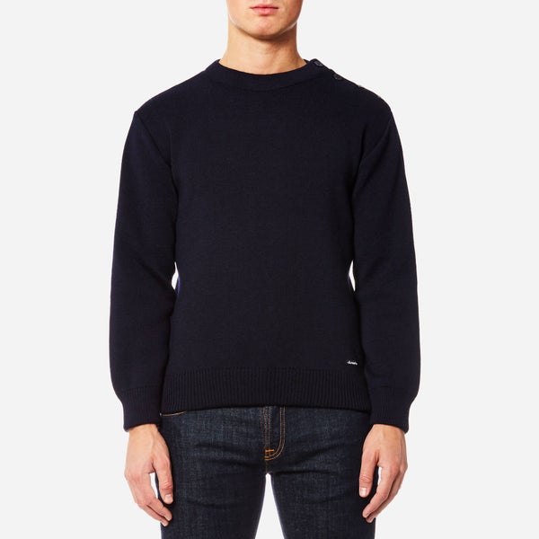 Armor Lux Men's Button Shoulder Knitted Jumper - Navire