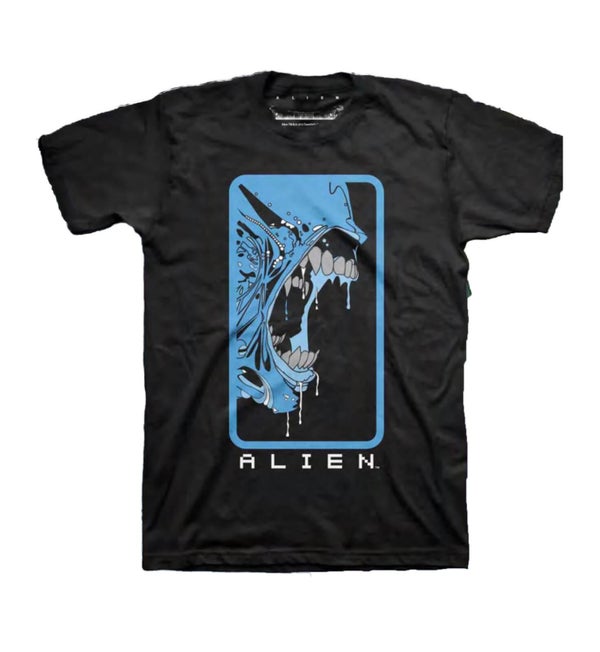 Alien Bluescale Retro Print Men's Black T-Shirt