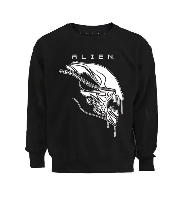 Alien Xenomorph Stencil Print Black Sweatshirt