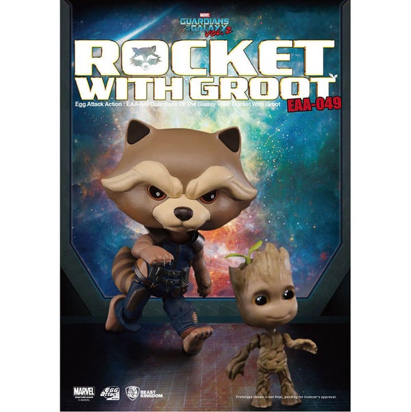Figurines Rocket Raccoon et Groot Gardiens de la Galaxie Vol.2 Beast Kingdom Egg Attack