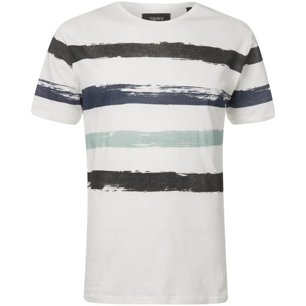 Troy Men's Art Printed Stripe T-Shirt - Cloud Dancer
