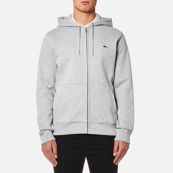 Lacoste Men's Zipped Hoody - Silver Chine/Navy Blue