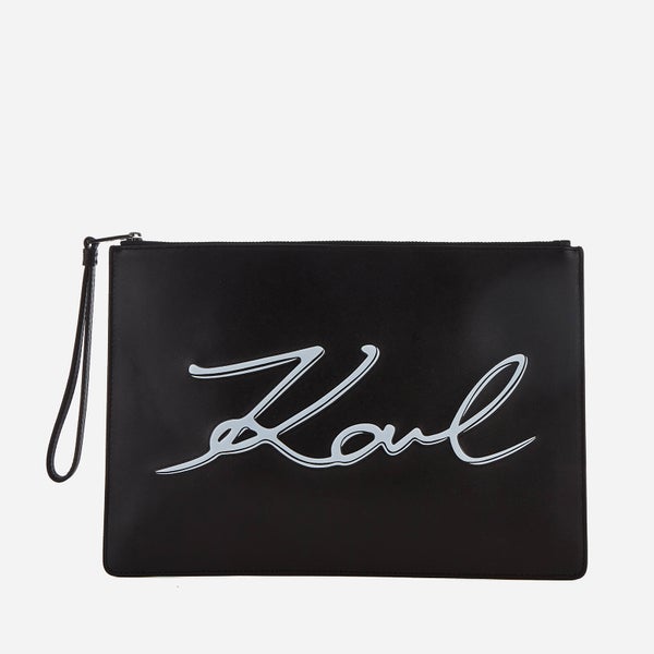 Karl Lagerfeld Women's K/Metal Signature Pouch Bag - Black/White
