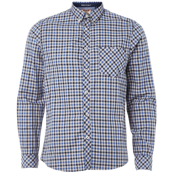 Tokyo Laundry Men's Montpellier Checked Long Sleeve Shirt - Monaco Blue