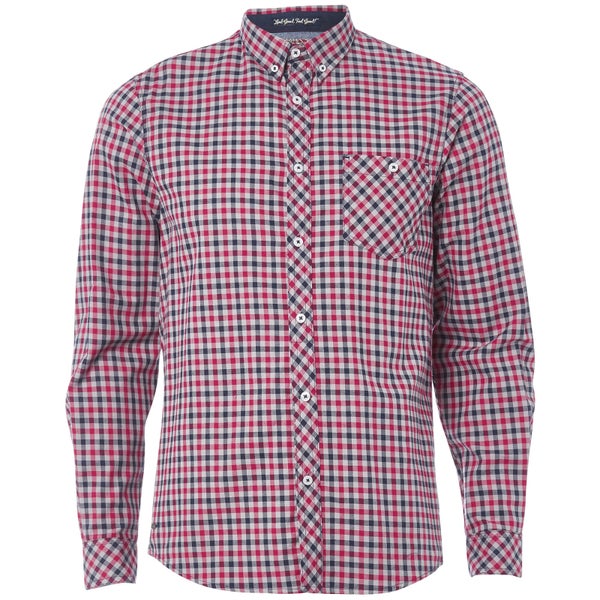 Tokyo Laundry Men's Montpellier Checked Long Sleeve Shirt - Rio Red