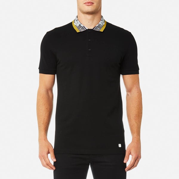 Versace Collection Men's Collar Detail Polo Shirt - Nero