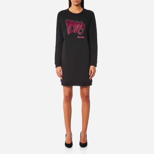 Love Moschino Women's Large Letter Logo Sweatshirt Dress - Black