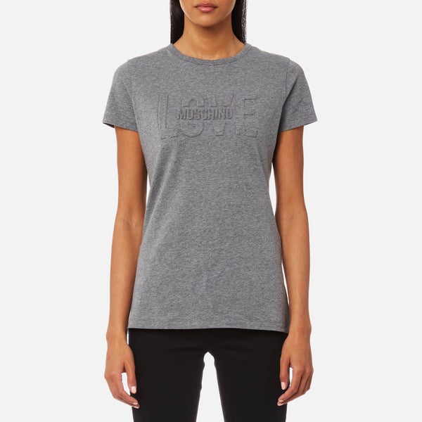 Love Moschino Women's Love Embossed T-Shirt - Dark Grey