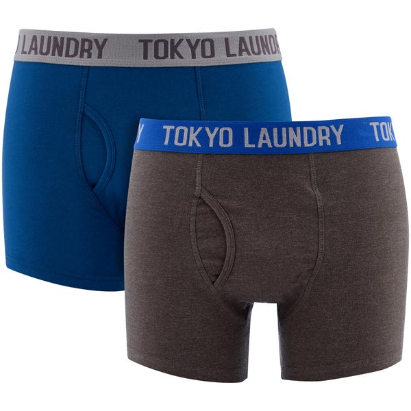 Tokyo Laundry Men's Harleton 2 Pack Boxers - Estate Blue/Dark Grey Marl