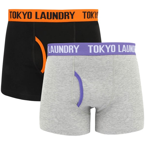 Tokyo Laundry Men's Heiron 2 Pack Boxers - Harvest Pumpkin/Purple Opulence