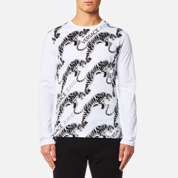 Versace Jeans Men's Tiger Logo Long Sleeve T-Shirt - White