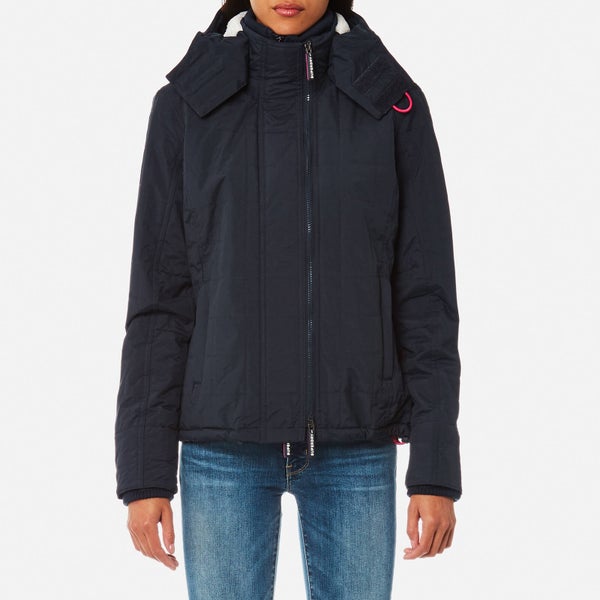 Superdry Women's Hood Quilt Sherpa Windcheater Jacket - French Navy/Punk PInk