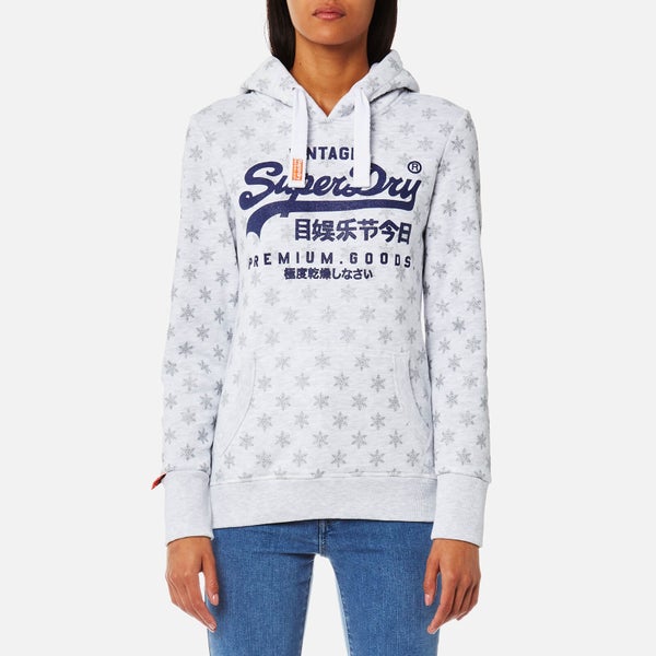 Superdry Women's Premium Goods Aop Hooded Sweatshirt - Ice Marl