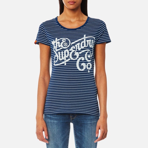 Superdry Women's The Super Co Indigo Stripe T-Shirt - Marine