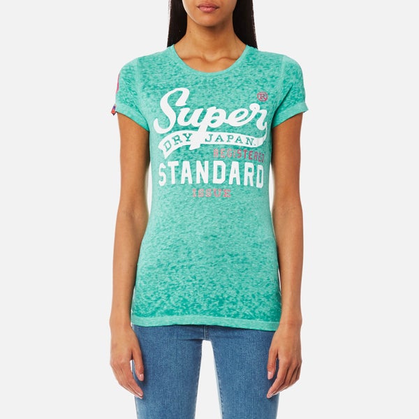 Superdry Women's Standard Issue Burnout T-Shirt - Ice Green Snowy
