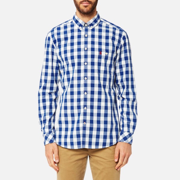 Joules Men's Long Sleeve Classic Fit Shirt with Pocket - Blue Gingham