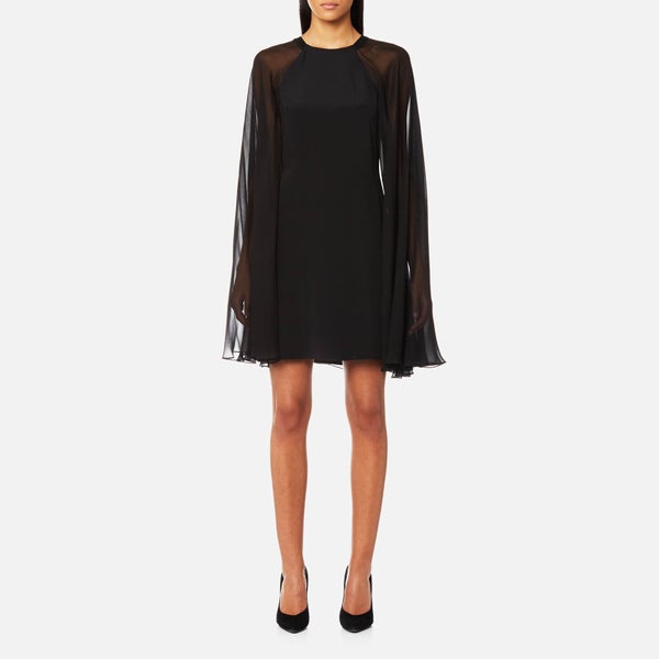 Karl Lagerfeld Women's Silk Dress with Sheer Cape - Black