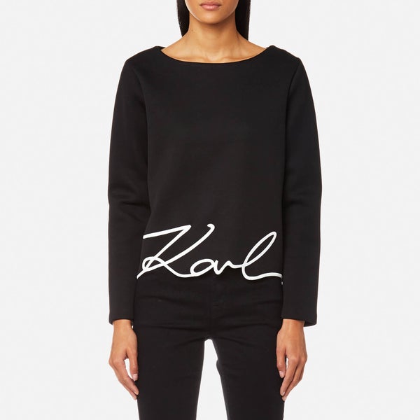 Karl Lagerfeld Women's Karl Signature Neoprene Top - Black
