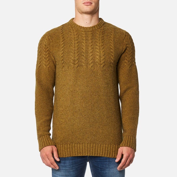 Barbour Men's Craster Crew Knitted Jumpers - Antique Gold
