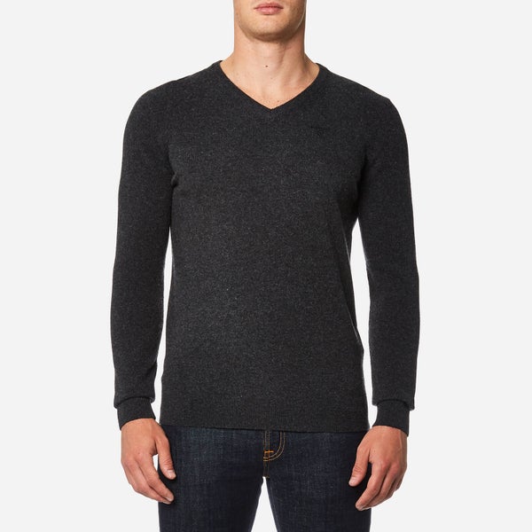 Barbour Men's Essential Lambswool V Neck Knitted Jumper - Charcoal