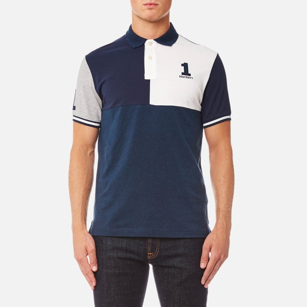 Hackett Men's Multi Piecing Short Sleeve Polo Shirt - Navy/Multi