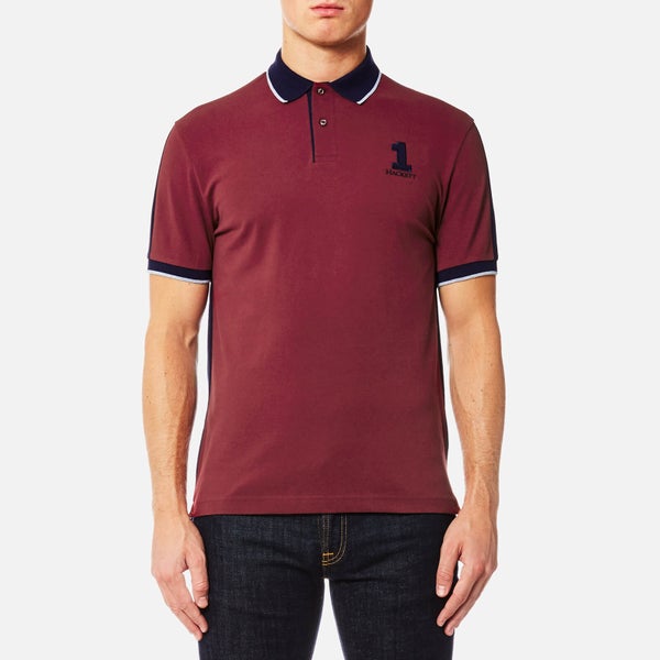 Hackett Men's NBR Contrast Back Short Sleeve Polo Shirt - Burgundy