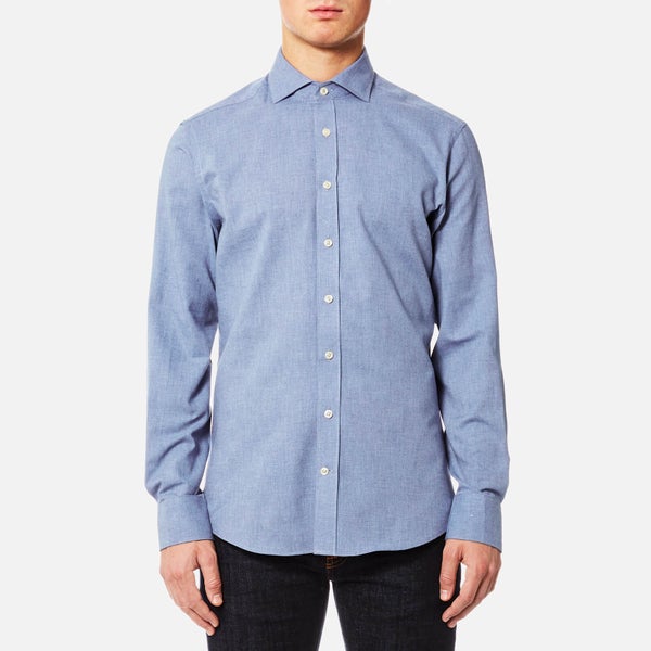 Hackett Men's Plain Flannel Long Sleeve Shirt - Blue