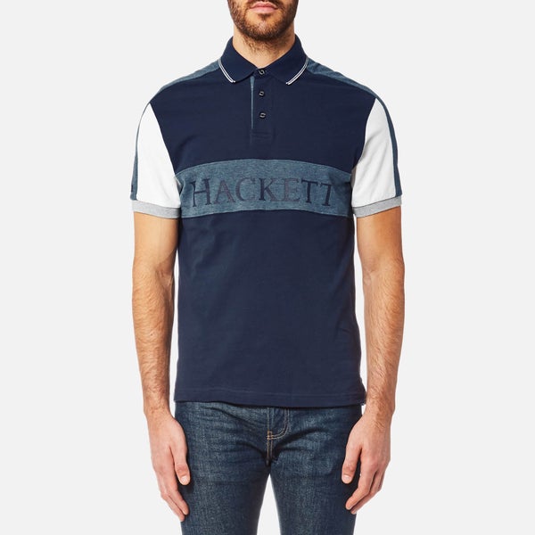 Hackett Men's Panel Multi Short Sleeve Polo Shirt - Navy/Multi