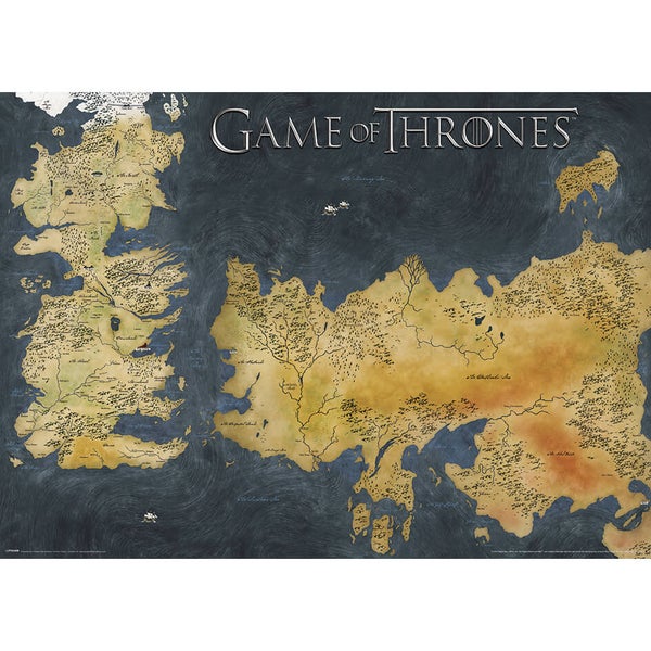 Affiche Game of Thrones (Carte Antique Westeros et Essos)