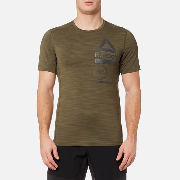 Reebok Men's Activchill Zoned Graphic Short Sleeve T-Shirt - Army Green