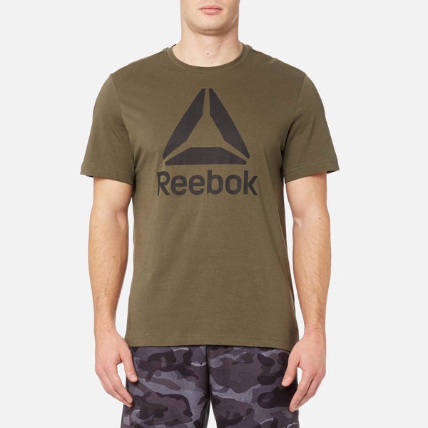 Reebok Men's Stacked Logo Short Sleeve T-Shirt - Army Green