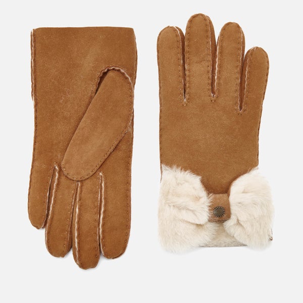 UGG Australia Women's Sheepskin Bow Gloves - Chestnut