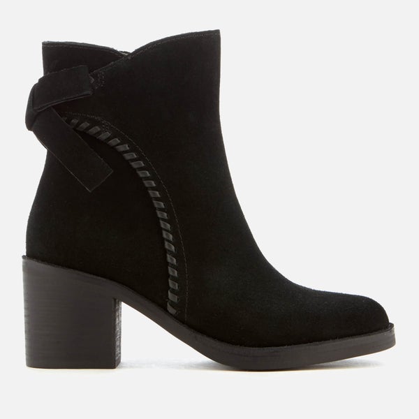 UGG Women's Fraise Whipstitch Suede Heeled Ankle Boots - Black