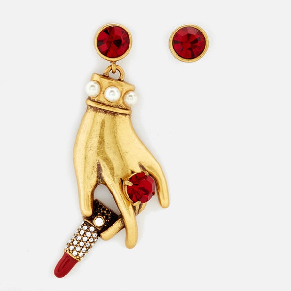 Marc Jacobs Women's Hand with Lipstick Drop Earrings - Antique Gold
