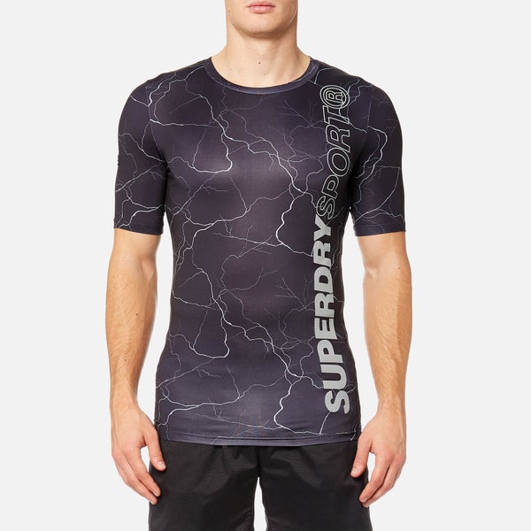 Superdry Sport Men's Sport Athletic AOP T-Shirt - Reflective Lightening