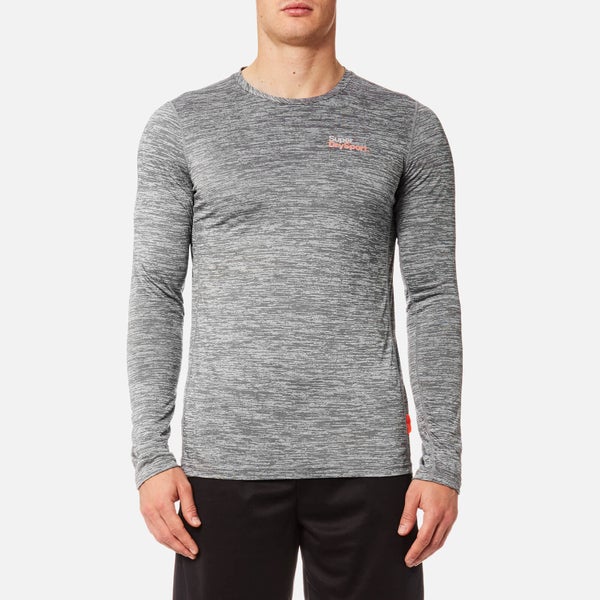 Superdry Sport Men's Core Train Spacedye Long Sleeve T-Shirt - Light Grey Grit
