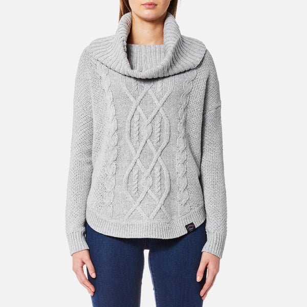 Superdry Women's Lia Cable Cowl Neck Jumper - Grey Marl