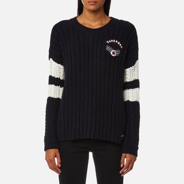 Superdry Women's Midwest Varsity Slouch Knitted Jumper - Navy