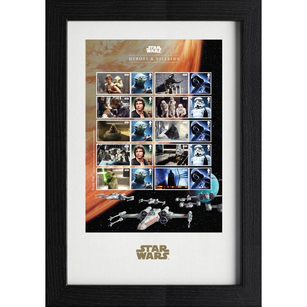 Star Wars Framed Stamps - Heroes And Villains Collectors Sheet (43cm x 29cm)