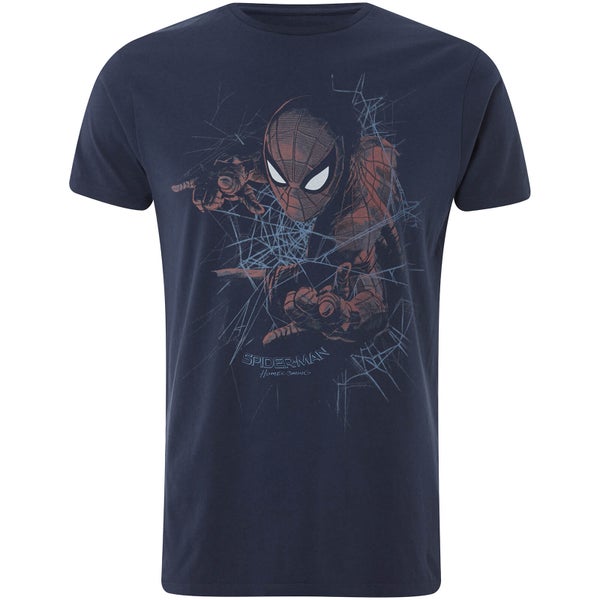 T-Shirt Homme Spider-Man Tisse sa Toile Marvel - Bleu Marine