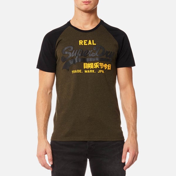 Superdry Men's Vintage Logo Raglan T-Shirt - Black/Olive