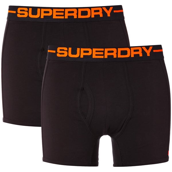 Superdry Men's Sport Boxer Double Pack Boxers - Black/Orange