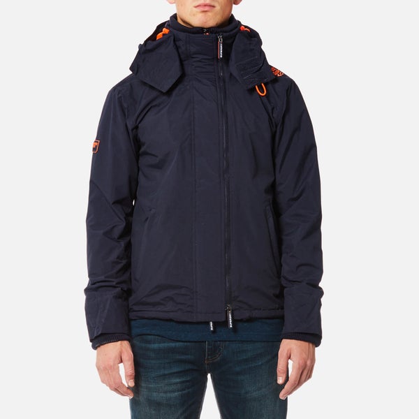 Superdry Men's Pop Zip Hood Arctic Windcheater Jacket - Deep Marine/Emergency Orange