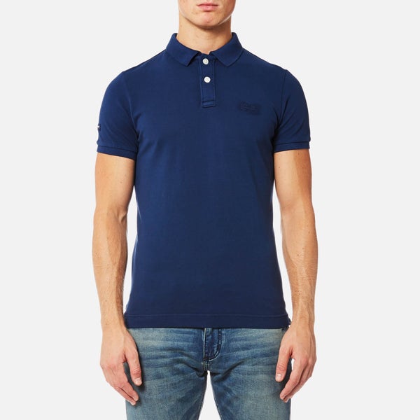 Superdry Men's Vintage Destroyed Short Sleeve Pique Polo Shirt - Boston Blue