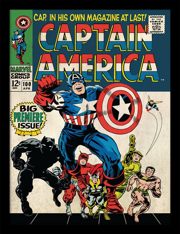 Affiche Encadrée Captain America Marvel - 30 x 40 cm