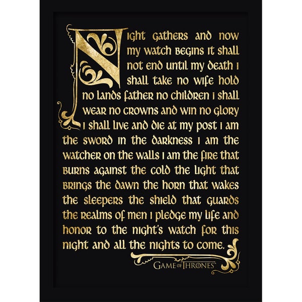Game of Thrones: Season 3 Nightwatch Oath Framed 30 x 40cm Print