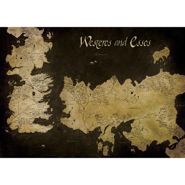 Affiche sur Toile Carte Antique Game of Thrones Westeros et Essos - 85 x 120cm